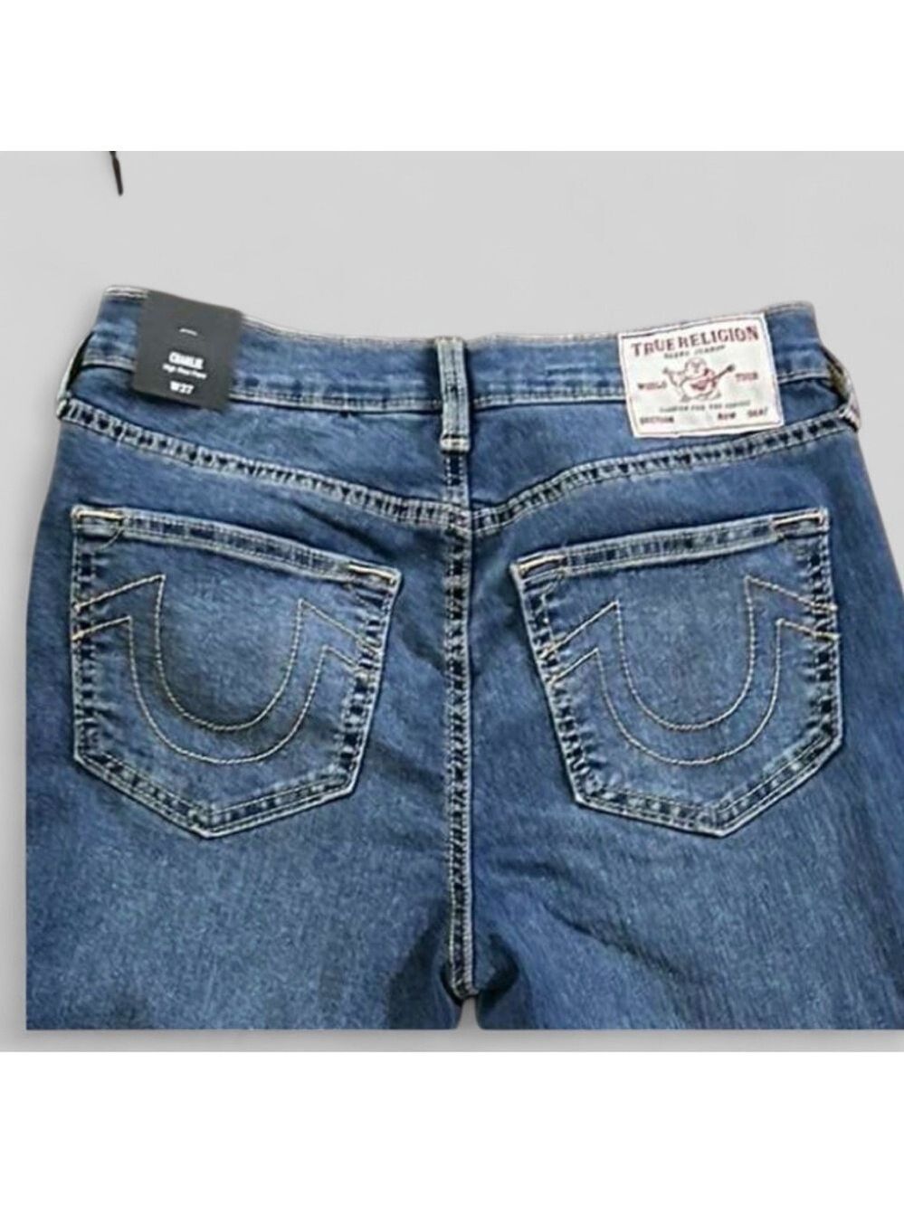 True Religion-Charlie High rise flare jeans, blue- size 27-NWT-retails $159 - Picture 5 of 11